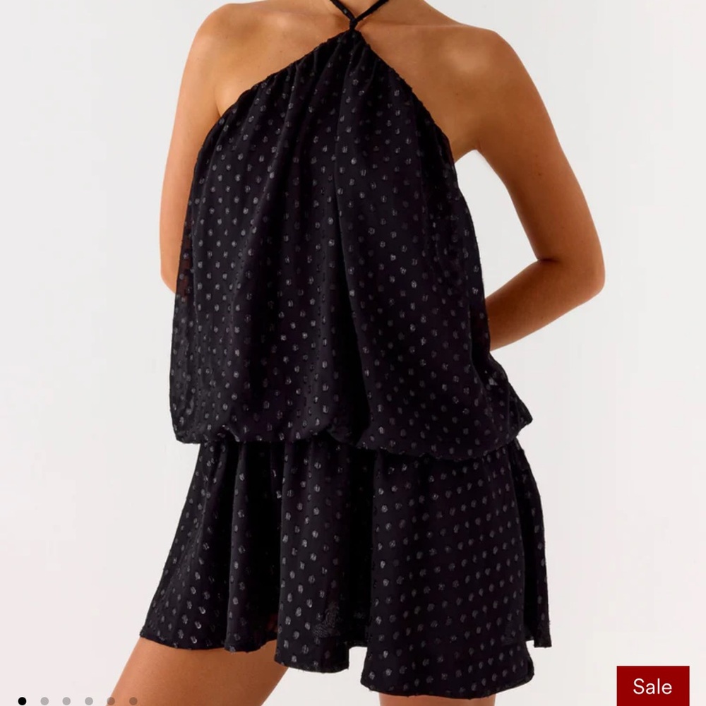 NEW WITH TAGS Black Polka Dot Halter Dress